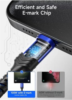 JSAUX 100W 5A USB-C to USB-C Fast Charging Cable - data cable (3.3ft/1M)