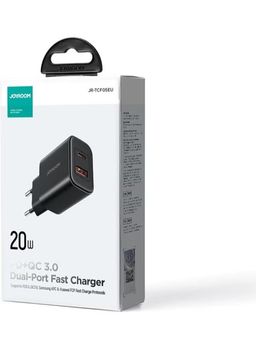 Joyroom JR-TCF05 20W Dual-Port EU Charger with C to C Cable, 1 Meter Length, Black|12 Months Warranty