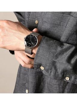 CALVIN KLEIN MODERN MESH MEN's GREY DIAL, STAINLESS STEEL WATCH - 25200047