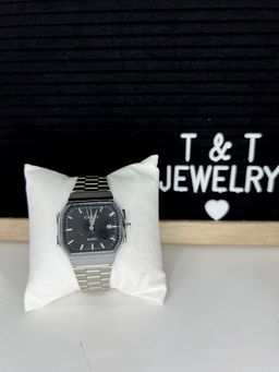 Silver watch with black 