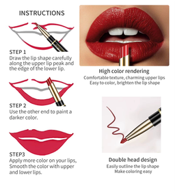 قلم برأسين أحمر شفاه وتحديد الشفاه 
