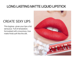 طقم مكياج أحمر شفاه سائل غير لامع مكون من 6 قطع مقاوم للماء