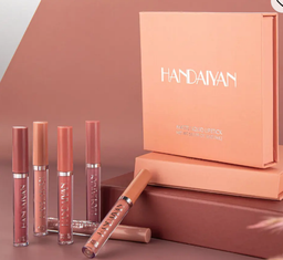 طقم مكياج أحمر شفاه سائل غير لامع مكون من 6 قطع مقاوم للماء