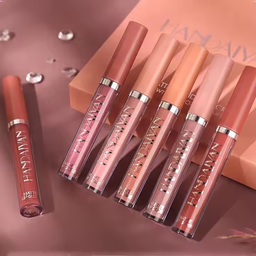 طقم مكياج أحمر شفاه سائل غير لامع مكون من 6 قطع مقاوم للماء