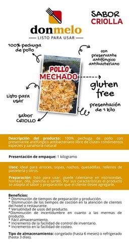 Pollo Mechado Criollo Don Melo +iva