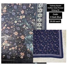 Tudung Square Chiffon Voile Printed Bidang 50 | code: H