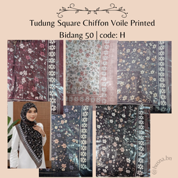 Tudung Square Chiffon Voile Printed Bidang 50 | code: H
