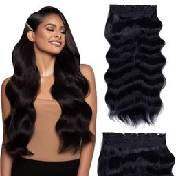 Long Straight Heat Resistant Double Drawn Synthetic Clip in Hairpieces With 7Pcs/Set 160grams Synthetic Hair Extension Clip in