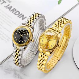 Luxury Golden Stainless Steel Calendar Wrist Watches Men Steel Band Quartz Movement Watch