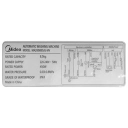 MIDEA WASHING MACHINE INVERTER TOP LOADING 8.5KG 