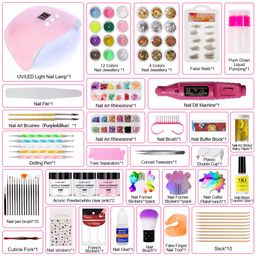 Acrylic Powder Manicure Full Set Fast Dry Glitter Nail Dipping Powder for Nail Decoration Pink Model Number With Nail Lamp