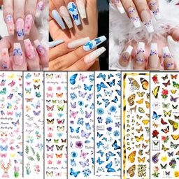 Wholesale New Japanese Style Butterfly Flower Nail Deeäls3D Art Waterproof Self Adhesive Nail Stickers Manicures Decorations DIY