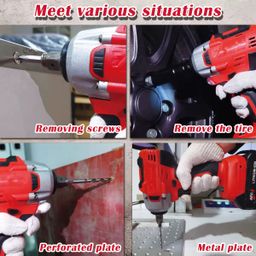 21V Electric Brushless Impact Wrench Cordless 1/2 Drive Multifunctional Wrench Screwdriver Electric Drill Rechargeable