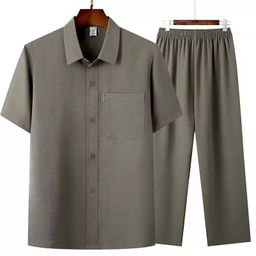 men’s short sleeves Shirt+ long pant 