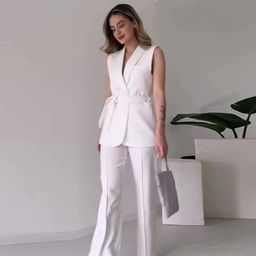 C0318 Trendy Outfits for Women Formal Sets Elegant Ladies Suits Office Wear Top and Pants Two Piece Set Women Clothing