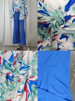 2Piece Set New 2022 Printed Casual Suit Loose Large Lapel Shirt High Waist Flare Pants Two Piece Set