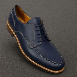 soulier en cuir semelle en cuir (bleu nuit avec lacet)
