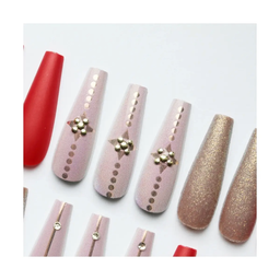 SET DE UÑAS 30 U GOMA Y STICK ROSADA/BRONCE (6936505140696)