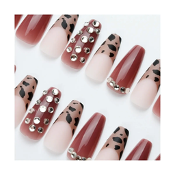 SET DE UÑAS 30 U GOMA Y STICK ROJO PIEDRA/ANIMAL PRINT (6936505103578)