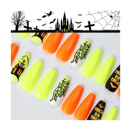 SET DE UÑAS 30 U GOMA Y STICK HALLOW VERDE/NARANJA (6936505105244)