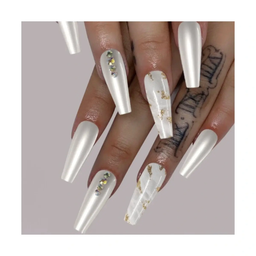 SET DE UÑAS 30 U GOMA Y STICK BLANCO/PIEDRA/BRILLA (6936505103042)