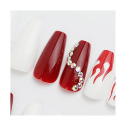 SET DE UÑAS 30 U GOMA Y STICK BLANCA/ROJO FUEGO (6936505103523)