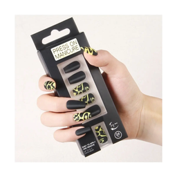 SET DE UÑAS 24 U GOMA Y STICK NEGRO AMARILLO (6936505111283)
