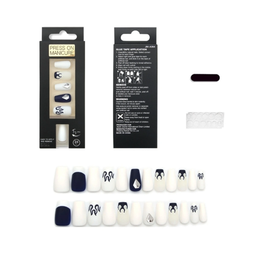 SET DE UÑAS 24 U GOMA Y STICK BLANCO/AZUL/FLAMA (6936505108221)