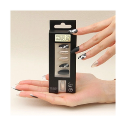 SET DE UÑAS 24 GOMA Y STICK NEGRO/ESCARCHA (6936505108320)