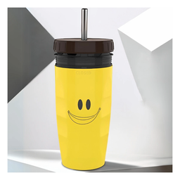 VASO AUTOSELLANTE CON PAJILLA METAL 300ML