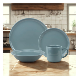 VAJILLA DE 16 PIEZAS DINNER SET COLOR CELESTE