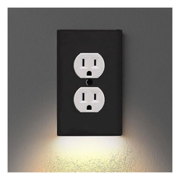 TAPA TOMACORRIENTE C/SENSOR Y LED NEGRO RECTANGULAR