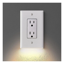 TAPA TOMACORRIENTE C/SENSOR Y LED BLANCO CUADRADO