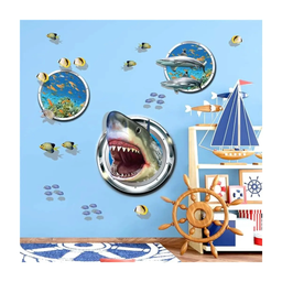 STICKER PARA PARED MOD VARIOS TIBURONES 115*57 CM