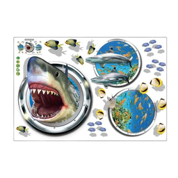 STICKER PARA PARED MOD VARIOS TIBURONES 115*57 CM