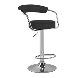 SILLA ALTA PARA BAR BASE CROMADA MOD VENEZIA NEGRA