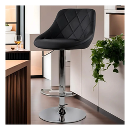 SILLA ALTA PARA BAR BASE CROMADA MOD MILANO NEGRO