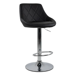 SILLA ALTA PARA BAR BASE CROMADA MOD MILANO NEGRO