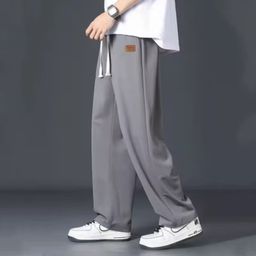 2025 New Fashion Street Summer Men's Casual Outdoor Thin Simple Loose Sportswear Ice Silk Belt Side Pocket Straight Trousers