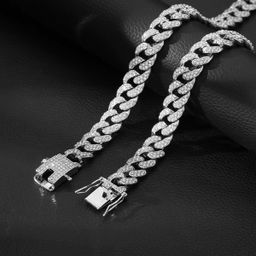 European and American Fashion Rapper Accessories Hot Sale 13mm Hip Hop Diamond Crypto Cuban Necklace Fashion Chains Necklaces