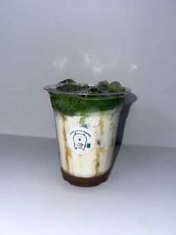 Caramel sea salt matcha latte