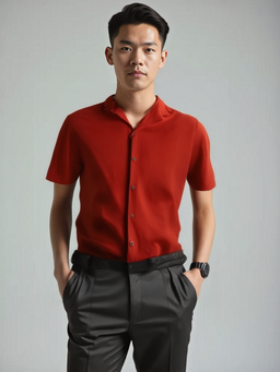 Camisa Marron Clasica con Textura 