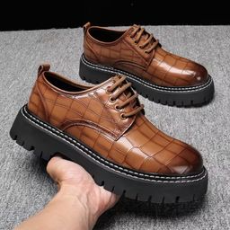 1101 Leather Shoes, Men's Retro Casual Shoes, Lace-up Platform Soles, Heightened Shoes
