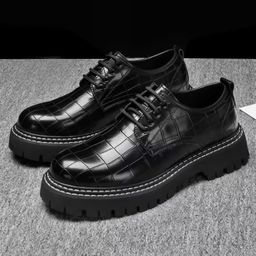 1101 Leather Shoes, Men's Retro Casual Shoes, Lace-up Platform Soles, Heightened Shoes
