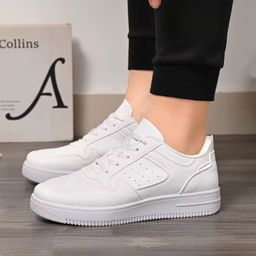 Men's New Breathable White Shoes, Trendy and Versatile Thick Soled Sneakers for Male Students, Casual Board Shoes