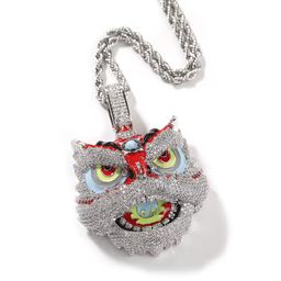 New Arrival Cartoon Pendant Lion Awakening Necklace Hip Hop Colorful Dripping Oil Rapper Man Jewelry