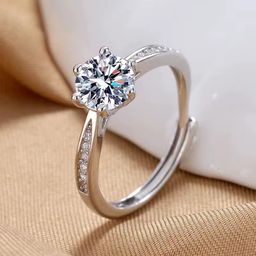 Fashion Women's Zircon Wedding Engagement Gift Ring Wholesale Open Adjustable Crystal Ring