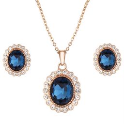 SHENGKE Luxury Jewelry Watches Bracelets Earring Necklace Jewelry Watch Gift Set Box with Blue Accessories