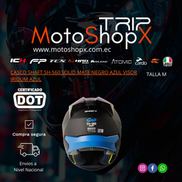 CASCO SHAFT SH-560 SOLID MATE NEGRO AZUL VISOR IRIDUM AZUL