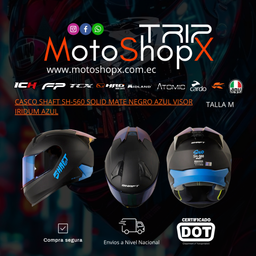 CASCO SHAFT SH-560 SOLID MATE NEGRO AZUL VISOR IRIDUM AZUL